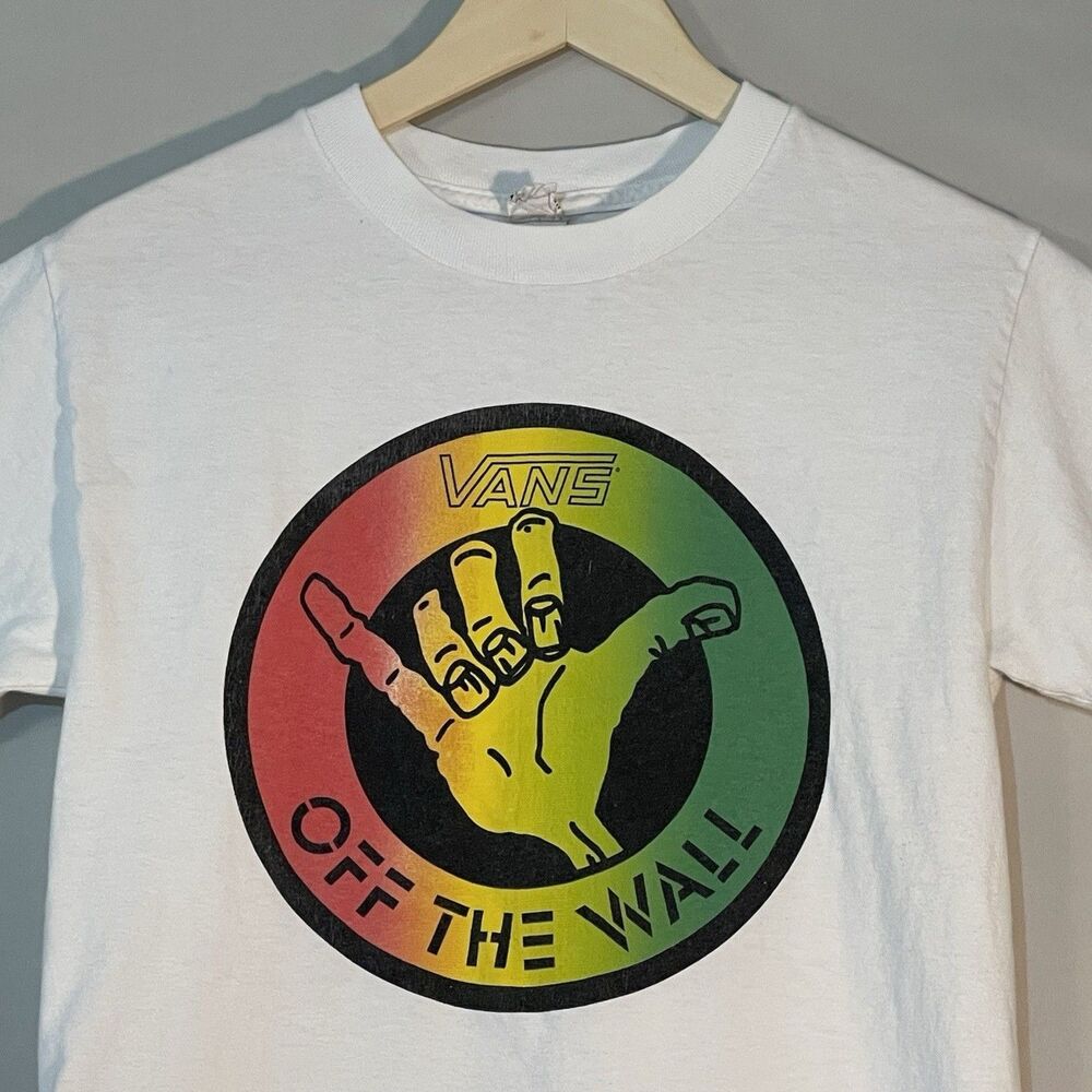 Vans Off The Wall Unisex Shirt Small Graphic Tee Retro Skateboard Colorful